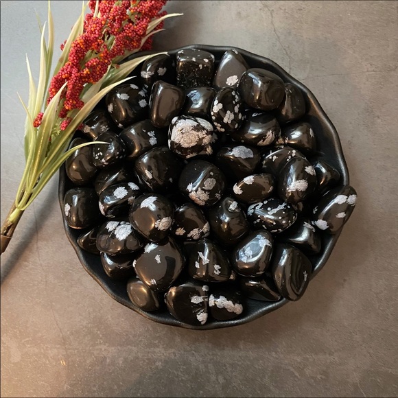 (2) Tumbled Snowflake Obsidian Stones - Picture 1 of 2